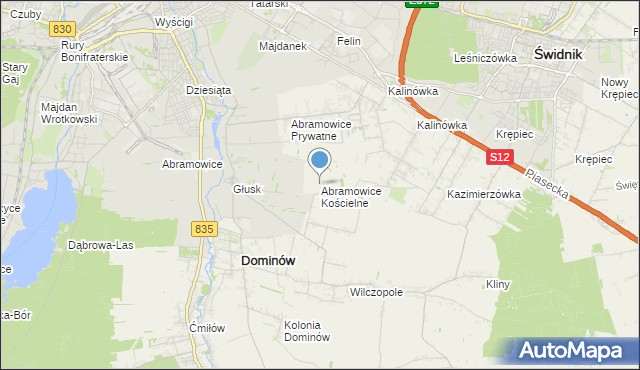 mapa Abramowice Kościelne, Abramowice Kościelne na mapie Targeo